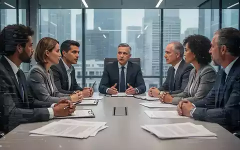 Eine Gruppe von Menschen, die an einem Konferenztisch sitzen und sich angeregt unterhalten, mit digitaler Dateneinblendung. - Foto: über boerse-global.de