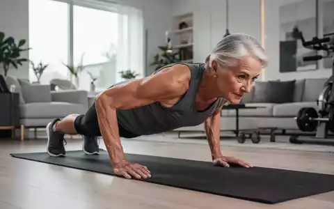 Eine Person über 50 macht einen Liegestütz in einem modernen Fitnessraum, der Muskelaufbau und gesunde Alterung symbolisiert. - Foto: über boerse-global.de