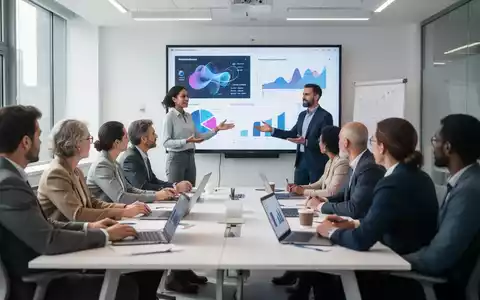 Eine Gruppe Erwachsener nimmt an einem Seminar teil, diskutiert und schaut auf eine Präsentation auf einem großen Bildschirm. - Foto: über boerse-global.de