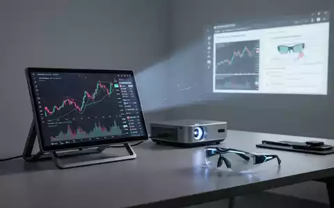 Tragbarer Monitor, Projektor und AR-Brille in einem modernen Arbeitsbereich, Symbol für mobile Produktivität und technische Innovation. - Foto: über boerse-global.de