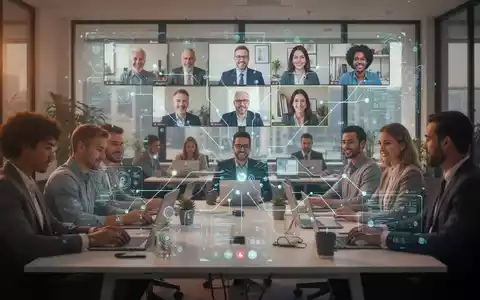 Ein Bild, das die Einarbeitung neuer Mitarbeiter in hybriden Teams darstellt, mit physischen und virtuellen Elementen, die nahtlos verbunden sind. - Foto: über boerse-global.de