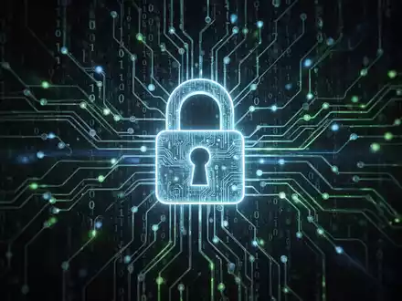 Leuchtendes neuronales Netzwerk schützt digitales Vorhängeschloss, symbolisiert KI in der Cybersicherheit gegen Zero-Day-Exploits. - Foto: über boerse-global.de