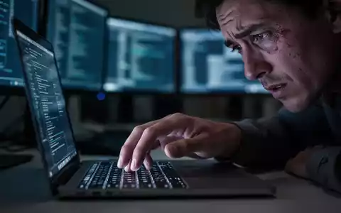 Eine Person sitzt erschöpft vor einem leuchtenden Laptopbildschirm in einem dunklen Büro, die Hand über der Tastatur. - Foto: über boerse-global.de