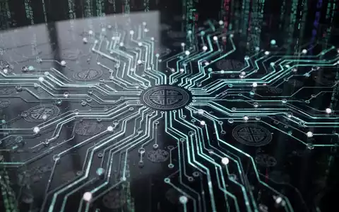 Futuristische, leuchtende Leiterplatte mit verschlungenen Linien und Knoten, die KI und komplexen Code symbolisiert, mit dezenten asiatischen Designelementen. - Foto: über boerse-global.de