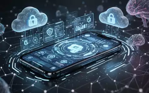 Ein Smartphone mit einer digitalen Benutzeroberfläche, die Datensicherungen und KI-Prozesse anzeigt, umgeben von Cloud-Speicher-Symbolen. - Foto: über boerse-global.de