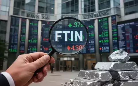 Eine Hand hält eine Lupe über einen Aktien-Ticker mit dem Symbol 'FTIN', im Hintergrund eine Bank und Zinntafeln. - Foto: über boerse-global.de