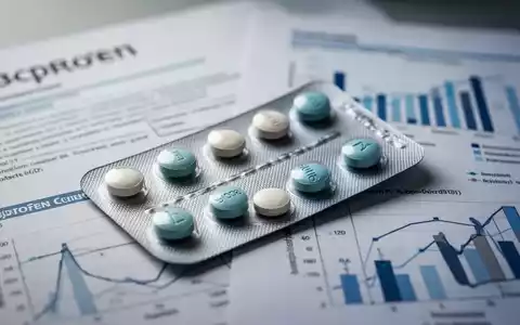 Nahaufnahme einer Ibuprofen-Blisterpackung mit verschwommenen medizinischen Dokumenten und Diagrammen im Hintergrund. - Foto: über boerse-global.de