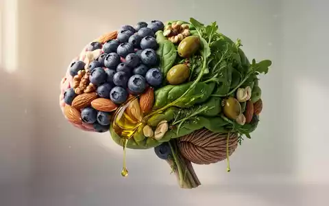 Ein stilisiertes menschliches Gehirn, das aus gesunden Lebensmitteln wie Blaubeeren und Nüssen besteht, symbolisiert Gehirngesundheit. - Foto: über boerse-global.de