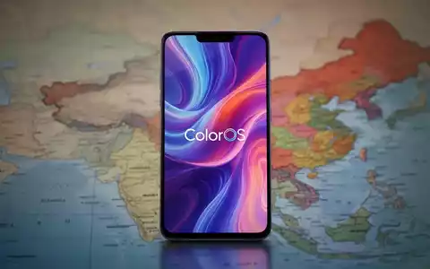 Smartphone mit bunter, abstrakter Benutzeroberfläche, Karte mit Indien und China im Hintergrund. - Foto: über boerse-global.de