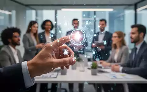 Eine menschliche Hand interagiert mit einer holografischen Schnittstelle, die KI-Daten zeigt, und symbolisiert KI-Integration in HR und Gehaltsabrechnung. - Foto: über boerse-global.de