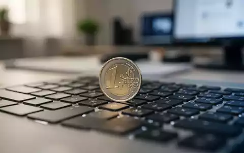 Eine Euro-Münze liegt auf einer Tastatur, im Hintergrund verschwommen ein Homeoffice-Arbeitsplatz. Symbolisiert Minijob-Reformen. - Foto: über boerse-global.de