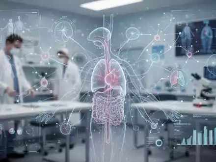 Abstrakte Darstellung von vernetzten Stoffwechsel- und Hormonsystemen mit subtilen digitalen Overlays, die Datenfluss und Gesundheitsmetriken andeuten. - Foto: über boerse-global.de