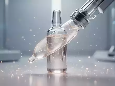 Nahaufnahme eines eleganten Glasfläschchens mit schimmerndem Serum, umgeben von sanftem Licht, das wissenschaftliche Innovation darstellt. - Foto: über boerse-global.de