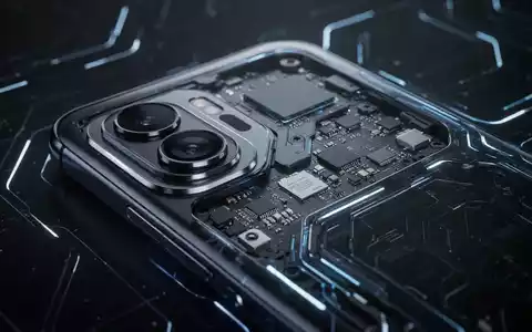 Nahaufnahme eines futuristischen Smartphones mit detaillierter Kameraanordnung und subtilen internen Technikelementen vor dunklem High-Tech-Hintergrund. - Foto: über boerse-global.de