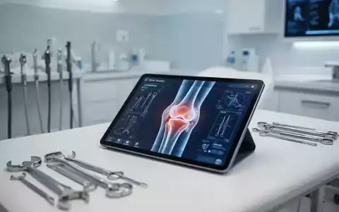 Ein modernes medizinisches Untersuchungszimmer mit digitalen Diagnosegeräten und orthopädischen Instrumenten auf einer Arbeitsfläche. - Foto: über boerse-global.de