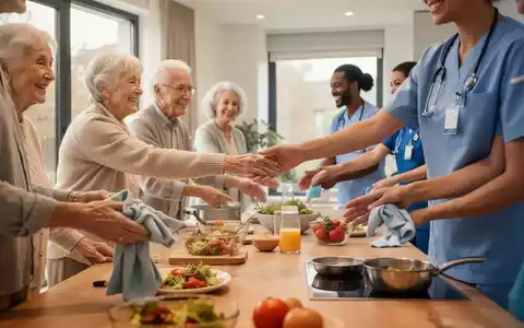 Betreuungskraft hilft einer älteren Person in einem sauberen, modernen Zuhause, symbolisiert die Nachfrage nach Hauswirtschaft und Pflege. - Foto: über boerse-global.de