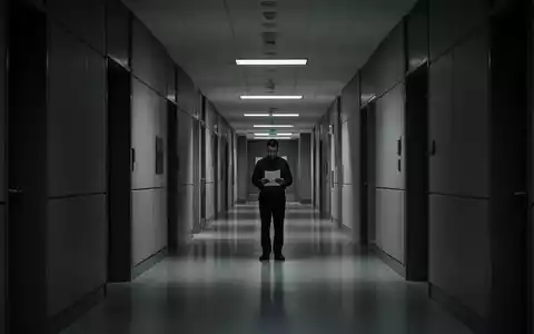 Ein langer, leerer Gerichtskorridor mit einer einzelnen, verschwommenen Person in der Ferne, die ein Dokument hält. - Foto: über boerse-global.de