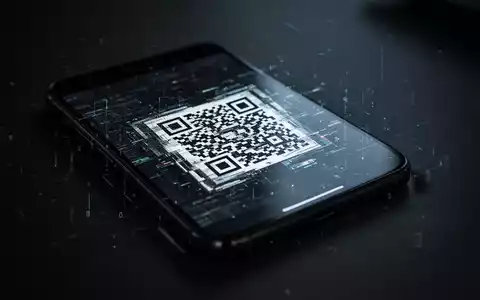 Ein Smartphone-Bildschirm zeigt einen verzerrten QR-Code, der eine digitale Bedrohung symbolisiert, umgeben von einer dunklen, stimmungsvollen Atmosphäre. - Foto: über boerse-global.de