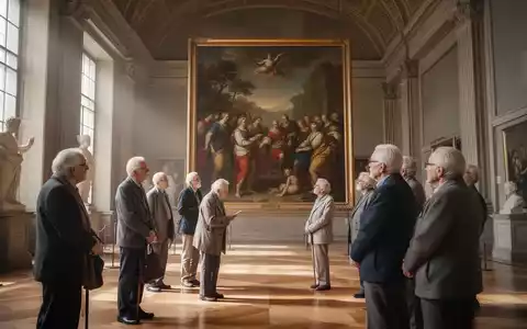 Ältere Menschen betrachten intensiv ein klassisches Gemälde in einem prächtigen Museumssaal. - Foto: über boerse-global.de