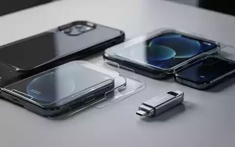 Smartphone-Zubehör, darunter eine Schutzhülle, ein Displayschutz und ein USB-Stick, auf einer sauberen Oberfläche ausgelegt. - Foto: über boerse-global.de