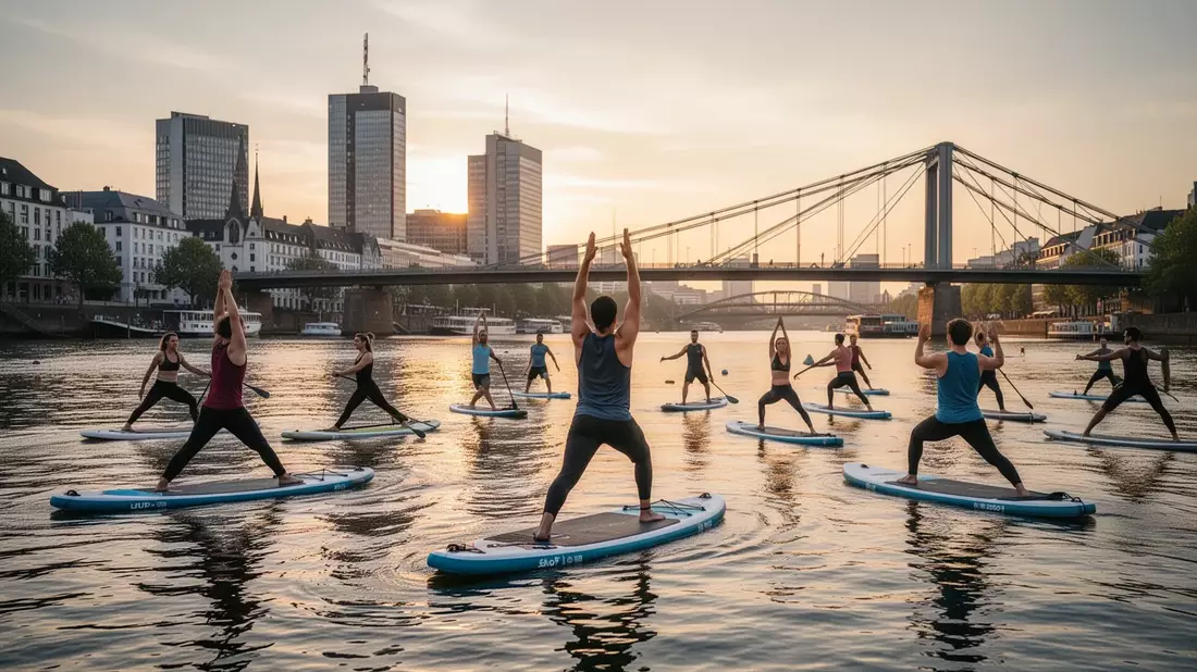 SUP-Yoga auf dem Main: Trend mit Risiken durch Niedrigwasser