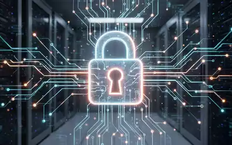 Leuchtendes digitales Vorhängeschloss-Symbol über komplexem Netzwerk aus Datenströmen und Schaltkreisen, symbolisiert Cybersicherheit und Datenschutz. - Foto: über boerse-global.de