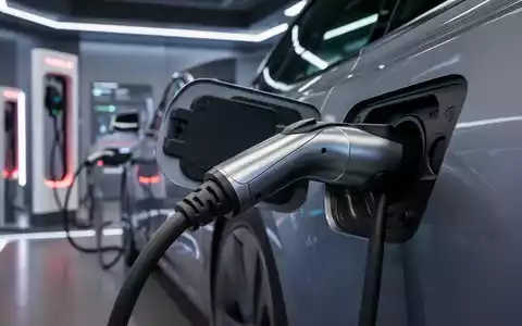 Tesla-Ladeadapter, der an ein Model 3 oder Y angeschlossen wird, in einer modernen Ladestation. - Foto: über boerse-global.de