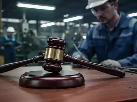 Ein Nahaufnahme eines Holzhammers auf einem Schreibtisch, der Entlassung und rechtliche Auseinandersetzung symbolisiert. - Foto: über boerse-global.de
