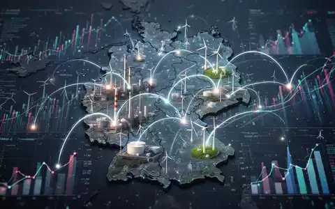 Leuchtende digitale Karte Deutschlands mit Verbindungslinien für Investitionen in Rohstoffe, Energie und Zukunftstechnologien. Abstrakte Finanzdaten überlagert. - Foto: über boerse-global.de