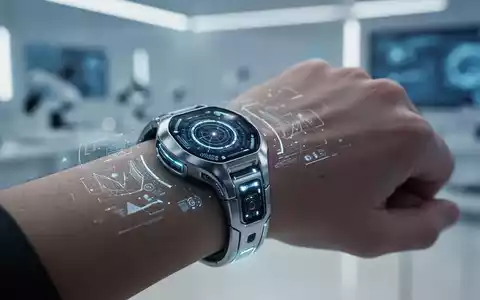 Ein futuristisches Wearable-Gerät am Handgelenk, das subtile Datenvisualisierungen anzeigt und fortschrittliche Sensoren integriert. - Foto: über boerse-global.de
