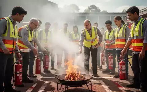 Teilnehmer einer Brandschutzhelfer-Ausbildung löschen mit Feuerlöschern einen Übungsbrand unter Anleitung eines Ausbilders. - Foto: über boerse-global.de