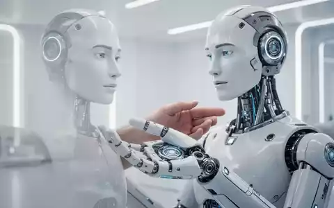 Eine hochentwickelte Roboterhand berührt sanft eine menschliche Hand, Symbol für fortschrittliche KI und Mensch-Roboter-Interaktion. - Foto: über boerse-global.de