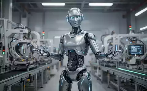 Ein eleganter, fortschrittlicher humanoider Roboter in einer futuristischen Industrieumgebung. - Foto: über boerse-global.de