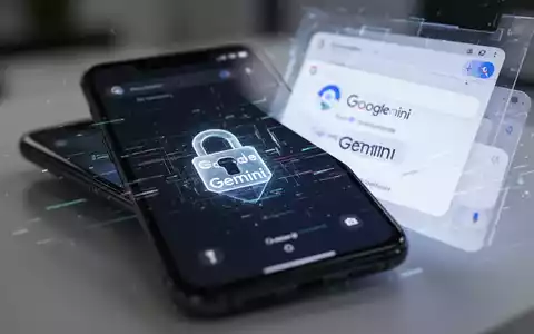 Ein Smartphone-Sperrbildschirm mit einem visuellen Fehler und einem teilweise sichtbaren Gemini-Assistenten, der eine Sicherheitslücke darstellt. - Foto: über boerse-global.de