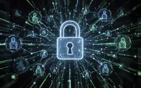 Ein digitales Vorhängeschloss-Symbol über einem komplexen Netzwerk aus leuchtenden Datenströmen und verbundenen Knoten, das KI-Sicherheitsrisiken symbolisiert. - Foto: über boerse-global.de