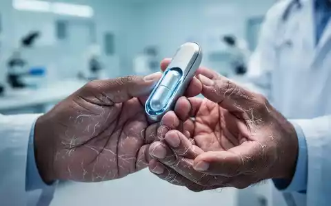 Nahaufnahme der HĂ€nde eines Patienten, die ein medizinisches GerĂ€t halten, im Hintergrund unscharfe medizinische Umgebung. Symbolisiert Therapieresistenz und Innovation bei rheumatoider Arthritis. - Foto: ĂŒber boerse-global.de