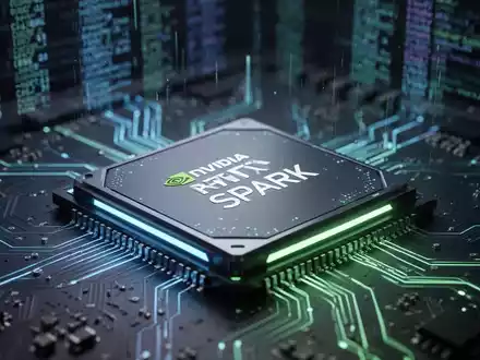 Ein leuchtender, futuristischer NVIDIA RTX Spark Superchip auf einer Platine, der fortschrittliche KI- und Computertechnologie repräsentiert. - Foto: über boerse-global.de