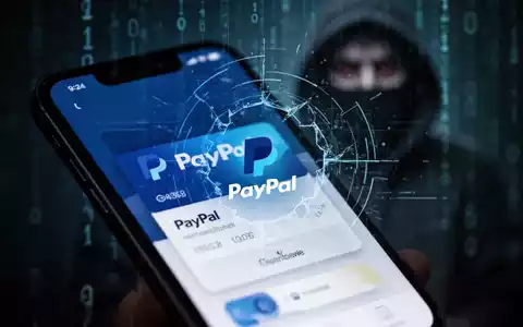 Ein Smartphone zeigt die PayPal-App, umgeben von einem angedeuteten digitalen Sicherheitsrisiko oder Datenleck, mit bedrohlichem Hintergrund. - Foto: über boerse-global.de