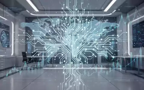 Leuchtendes, komplexes neuronales Netzwerkdesign, das KI symbolisiert, mit subtilen Finanzdaten-Overlays vor futuristischem Tech-Hintergrund. - Foto: über boerse-global.de