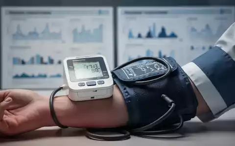 Nahaufnahme einer Blutdruckmanschette an einem Arm, mit medizinischen Diagrammen und Daten im unscharfen Hintergrund. - Foto: über boerse-global.de
