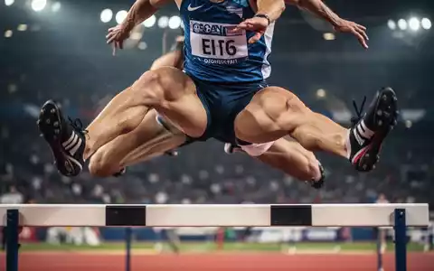 Ein Hürdenläufer springt über eine Hürde, sein Bein ist hoch gestreckt, was die Kraft der Hüftbeuger betont. - Foto: über boerse-global.de