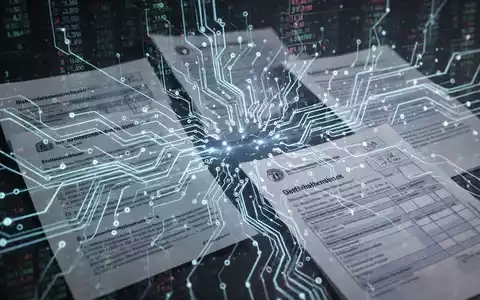 Digitale Datenströme und Schaltkreise überlagern sich mit deutschen Steuerformularen und juristischen Dokumenten, symbolisierend neue Steuergesetze und Digitalisierung. - Foto: über boerse-global.de