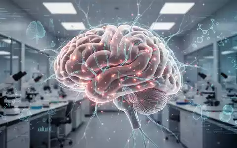 Ein stilisiertes Gehirn mit leuchtenden neuronalen Pfaden über einem unscharfen modernen Forschungslabor. - Foto: über boerse-global.de