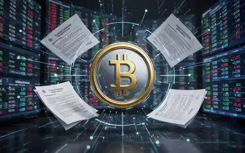 Digitale Darstellung eines Stablecoins, umgeben von Rechtsdokumenten und Datenströmen, Symbol für Regulierung im Kryptomarkt. - Foto: über boerse-global.de