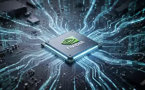 Leuchtender NVIDIA-Chip auf einer Platine, umgeben von Datenströmen, symbolisiert fortschrittliche Leistung. - Foto: über boerse-global.de