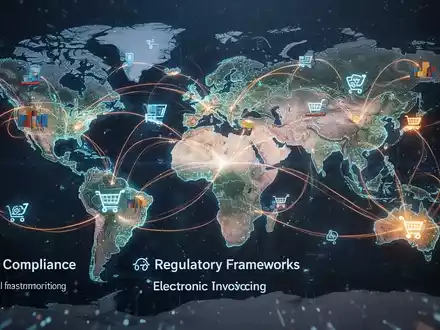 Eine digitale Darstellung globaler Lieferketten und Datenflüsse mit leuchtenden Linien, die Kontinente und E-Commerce-Symbole verbinden. - Foto: über boerse-global.de