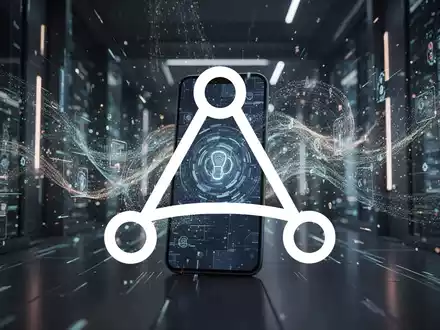 Abstrakte Darstellung der mobilen Technologie- und Werbebranche im Wandel, mit dynamischen digitalen Mustern und futuristischer Beleuchtung. - Foto: über boerse-global.de