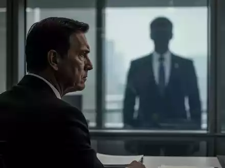 Ein nachdenklicher Mann in einem modernen Büro blickt aus dem Fenster, im Hintergrund die verschwommene Silhouette einer Autoritätsperson. - Foto: über boerse-global.de