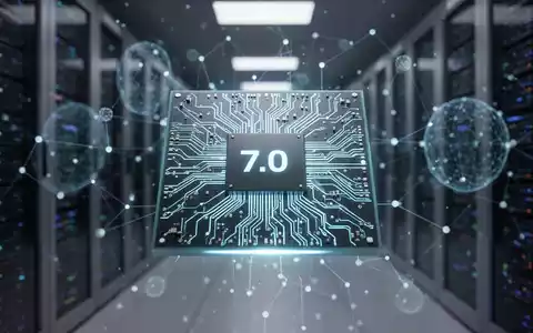 Nahaufnahme eines futuristischen PCIe 7.0 SSD-Controller-Chips mit leuchtenden Schaltkreisen, symbolisiert fortschrittliche Datenspeicherung für KI. - Foto: über boerse-global.de