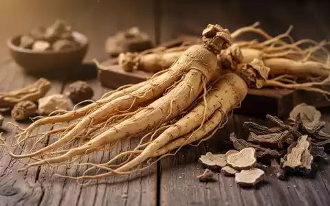 Getrocknete Ginsengwurzeln und andere Kräuter der Traditionellen Chinesischen Medizin auf einer Holzoberfläche. - Foto: über boerse-global.de